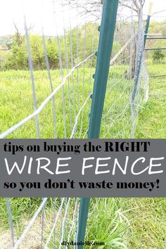 a wire fence with the words tips on buying the right wire fence so you don't waste money