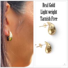 Teardrop shape real gold earrings are the perfect statement earring for any outfit These real gold 10k trendy earrings make the perfect gift for any loved one These earrings come packaged ready to be gifted Medium teardrop earrings are approximately 20 mm and weight 2.3 grams Small teardrop earrings are approximately 15 mm and wight 1.43 grams These teardrop earrings are made of real gold and are hollow so it does not weight down your ear These earrings will no fade or tarnish Real Gold Earrings, Gold Statement Earrings, Statement Earring, Trendy Earrings, Earrings Statement, Gift For Friend, 10k Gold, Teardrop Earrings, Real Gold