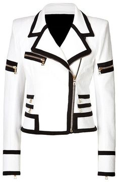 Women Genuine White Leather Jacket Brando Handmade Women Brando Jacket Gold Zipper sold by Gothicclothing on Storenvy White Leather Jacket, Leather Jacket Style, Couture Mode, Biker Leather, Lady Biker, Black Women Fashion, Leather Jacket Black, Jodhpur, White Jacket