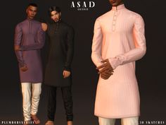 three men standing next to each other in front of a black background with the caption asad