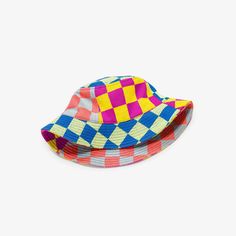 Our Checkerboard Patchwork Bucket Hat for women. The perfect fun and colorful bucket hat for summer. knit hat for summer, women's crochet hat for summer Handmade Multicolor Bucket Hat, Playful Bucket Hat, Playful Multicolor Adjustable Bucket Hat, Playful Multicolor Bucket Hat, Patchwork Bucket Hat, Multicolor Cotton Bucket Hat, One Size, Colorful Hat, Crochet Hat For Women, Unique Fall