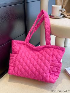 BagForLove - Quilted Neon Pink Shoulder Tote Bag Product Description Color Hot Pink Strap Type Double Handle Bag Size Medium Pattern Type Quilted Type Shoulder Tote Bag Style Funky Material Polyamide Composition 100% Polyamide Size Chart INCH CM Bag Length Bag Width Bag Height Handle Height 15 inch 5.5 inch 11.8 inch 11.8 inch Bag Length Bag Width Bag Height Handle Height 38 cm 14 cm 30 cm 30 cm Details Pictures Similar Products h2 { text-align: center; } /* æ¢è¡ */ li{ white-space: normal; wo Pink Quilted Bag For On-the-go, Pink Shoulder Bag With Pockets For On-the-go, Pink Quilted Bag For Shopping, Pink Quilted Pouch Bag, Quilted Pink Bag For On-the-go, Pink Quilted Shoulder Bag For Daily Use, Trendy Pink Quilted Bag, Pink Quilted Tote Bag, Pink Shopping Bag With Pockets