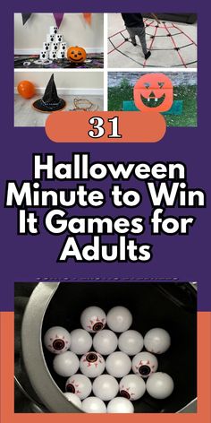 halloween minute to win it games for adults with pictures of pumpkins and jack - o'- lanterns