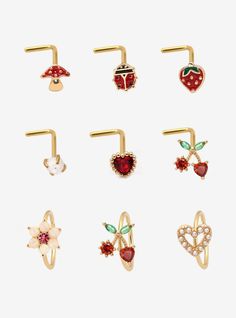 six pairs of ear clips with different designs