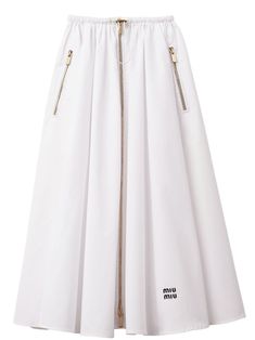 white cotton gold-tone hardware embroidered logo to the front fully pleated high waist drawstring waist front zip fastening two side zip-fastening pockets ankle-length straight hem Pleat Dress, Versace Outfit, Skirt White, Dolce E Gabbana, Exclusive Fashion, Cotton Skirt, White Skirts, Pleated Dress, Logo Embroidered