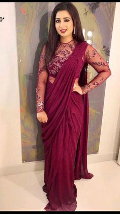 Saree Net, Saree Ready To Wear, Stitch Saree, Net Blouse, Net Blouses, Gaun Fashion, Saree Gown