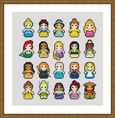 a cross stitch pattern with different princesses