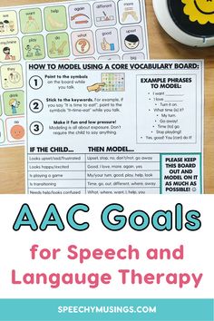 an aac goal for speech and language therapy with text overlaying the image