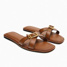 Summer Gold Buckle Women Flat Slippers Brown Leather Women Slides Casual Open Toe Gladiator Sandals Woman Plus Size Shoes42 Leather Flat Sandals With Metal Pin Buckle, Flat Leather Sandals With Metal Pin Buckle, Brown Open Toe Sandals With Gold Buckle, Flat Mules With Buckle Closure, Brown Flat Sandals With Buckle Closure, Brown Mules With Buckle Closure And Single Toe Strap, Brown Leather Sandals With Gold Buckle, Brown Mules With Buckle Closure And Flat Heel, Zebra Shoes