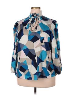 Shein 3/4 Sleeve Blouse Size: 2X Tops - used. 100% POLYESTER, Color Block | Shein 3/4 Sleeve Blouse: Blue Color Block Tops - Size 2X Blue Half Sleeve Printed Blouse, Blue Printed Half Sleeve Blouse, Blue Printed Blouse With 3/4 Sleeves, Blue 3/4 Sleeve Printed Blouse, Color Block Top, Color Block, Cardigans, Sleeve Blouse, Women Handbags