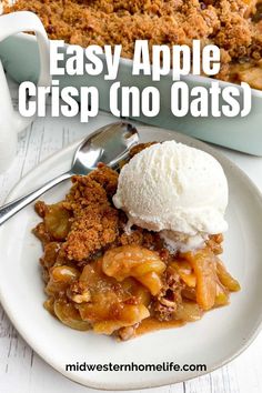 apple crisp without oats on a white plate