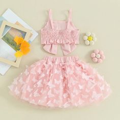 Includes: Top & SkirtMaterial: Cotton BlendGender: GirlsPattern: ButterfliesSleeve Length: SleevelessSummary: Baby Toddler Sleeveless Pink Bow Top with Butterfly Skirt 2 Piece Outfit Butterfly Skirt Outfit, Pink Bow Top, Butterfly Skirt, Mommy And Me Dresses, Newborn Boy Clothes, 2 Piece Outfit, Bow Top, Funny Baby Onesies, Boy Onesie