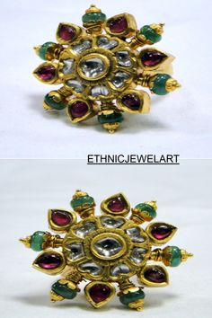 Vintage antique 22 K gold natural Diamond, Ruby, and Emerald gemstone set Ring. Fully handmade one-of-type collection piece in very good condition. USA ring size-7 ( we can adjust size), Diameter of top-3 cm, weighs-13.130 grams, //kundan diamond Polki ring// Gold diamond cocktail ring// kundan meena ring Jewelry// Mughal ring jewelry#DIamondpolkiring#Goldcocktailring# #victorianjewelry #victorianring #georgianjewelry #georgianjewellery #mughaljewellery #mughalring #indianjewellery Traditional Ruby Rings For Ceremonial Occasions, Traditional Hallmarked Ruby Ring, Traditional Ceremonial Ruby Rings, Traditional Rings With 17 Jewels For Gift, Traditional Ruby Ring With Stone Setting, Antique Gold Multi-stone Emerald Ring, Antique Gold Emerald Ring With Multi-stone, Traditional Yellow Gold Round Emerald Ring, Traditional Yellow Gold Emerald Ring