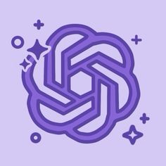 a purple background with an intertwined knot and stars in the middle, on top of it