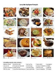 an image of different types of food in french