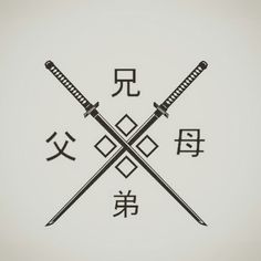 two swords with chinese characters in the background