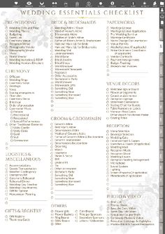 the wedding checklist is shown in this screenshote screen shot, with an image of