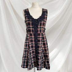 ➽Details: featuring a classic plaid pattern, the dress showcases intricate embroidery detailing along the neckline and buttons. In excellent condition. ➽Laid flat measurements: Pit to pit 43cm Waist 38cm Length 87cm One size, would recommend UK 6-8, XS-S, and small M as well.  - #cottagecore #Harajuku #babydoll #plaiddress #whimsicore vintagestyle japanesefashion elegantdress Japanese Y2k, Dress With Embroidery, Embroidery Detailing, Japanese Dress, Intricate Embroidery, Plaid Dress, Embroidery Details, Dress Clothes For Women, Plaid Pattern