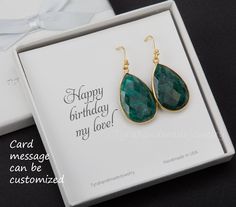 A pair of natural emerald stones set in gold plated bezel: 1. Stone : emerald 2. Stone size: 26 x 20 mm ; pear shape 3. earring total length ~ 41 mm 4. bezel material: gold vermeil (plated over sterling silver) 5. earring hook: gold vermeil 6. an optional custom jewelry card printed with your own message, if you are sending these as a gift. Earrings of other stones/in other colors are available. Please browse my other earring listings or send you inquiry. Emerald Earring, Green Earring, Emerald Green Earrings, Earring Dangle, Earring Hook, Mother Birthday Gifts, Jewelry Card, Emerald Earrings, Emerald Stone