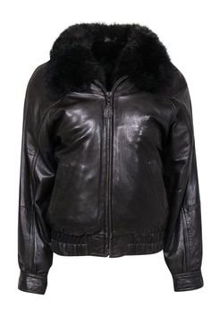 Current Boutique-Andrew Marc - Brown Leather Zip-Up Bomber Coat w/ Removable Fur Vest Sz S Classic Solid Leather Jacket For Winter, Classic Sheepskin Outerwear For Cold Weather, Leather Outerwear For Cold Weather, Classic Fur Coat With Padded Collar For Fall, Classic Winter Leather Jacket With Faux Fur Lining, Classic Leather Jacket With Faux Fur Trim, Classic Leather Jacket With Faux Fur Lining For Winter, Classic Sheepskin Leather Jacket With Padded Collar, Classic Sheepskin Leather Jacket For Cold Weather