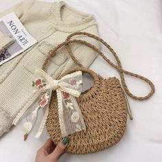 Women Bag: Hand-Woven Bag Types of bags: Shoulder Bags Style: Bohemian Straw Bags: Knitting Bags Pattern Type: Knitting Occasion: Versatile Number of Handles/Straps: Single Main Material: Straw Lining Material: Polyester Interior: No Pocket Hardness: Soft Handbags Type: Shoulder Bags Decoration: TASSEL Closure Type: No zipper Embroidery Bow, Knitting Bag Pattern, Vacation Bag, Bow Decor, Plain Style, Boho Bags, Straw Bags, Bow Design, Mini Crossbody Bag