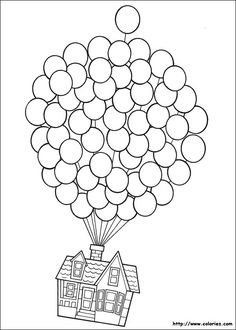 a drawing of a bunch of balloons in the shape of a house