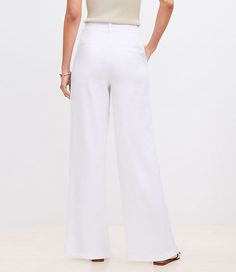 THE FEEL GOOD FIT: a true full-length wide leg that’s relaxed through the hip and thigh and features flattering pleats. WHERE TO WEAR : our fresh take on the trouser is your new statement-making work pant, party pant, brunch pant…wherever-pant.,Pants Details:Details: Front zip with hook and bar closure. Belt loops. Slash pockets. Back welt pockets.,Leg Shape:Leg Shape: Peyton Trouser - relaxed through the hip and thigh, with a flattering wide leg,Rise:Rise: Sits at high waist, 12 5/8" rise,Impor Classic Relaxed Fit Wide Leg Pants For Summer, Loosely Fitted Classic Wide Leg Pants For Summer, Classic Wide Leg Pants With Relaxed Fit For Summer, Classic Wide Leg Summer Trousers, Classic High-waisted Wide Leg Summer Pants, Versatile Wide Leg Full Length Pants For Spring, Spring Classic Full Length Wide Leg Pants, Classic Wide Leg Relaxed Fit Bottoms, Classic Wide Leg Bottoms For Spring