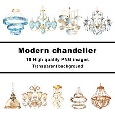 Clipart Chandelier, Modern Chandeliers, Digital Watercolor, Png Transparent Background, Wishes For You, Modern Chandelier, Png Transparent, Design Resources, Junk Journal