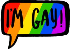 i'm gay rainbow speech bubble sticker with the words im gay on it