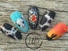 Boho Western Nails, Fall Western Nails, Country Nail Designs, Western Nail Art, Country Acrylic Nails, Rodeo Nails, Cowboy Nails, Western Nails, Country Nails