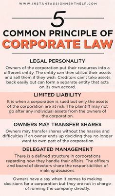 the five common principals for corporate law