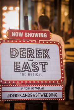 a sign that says derek east and the musical if you instagram it now showing