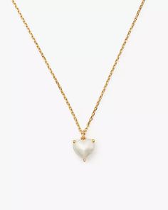 My Love June Heart Pendant | Kate Spade New York Valentine's Day Metal Necklace With Pearl Chain, Heart Necklace With Pearl Chain For Gift, Elegant Kate Spade Metal Jewelry, Elegant Heart Necklace For Valentine's Day With Lobster Clasp, Dainty Heart Necklace With Pearl Chain, Kate Spade White Jewelry For Anniversary, Elegant Heart Pendant Necklace With Lobster Clasp, Heart Pendant Pearl Necklace For Valentine's Day, Chic Kate Spade Wedding Jewelry