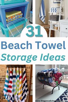 Transform your poolside paradise with 31 innovative beach towel storage solutions! Discover space-saving beach towel storage ideas for small closets! Our tips and tricks will help you optimize your closet space and bathroom organization. Maximize your poolside relaxation with efficient beach towel storage for the pool! Our clever beach towel storage ideas ensure that your towels are always within reach, neatly organized and ready for your next dip. Towel Storage Closet, Organize Pool Towels, Beach Towel Storage Ideas, Life Jacket Storage, Pool Bathroom Ideas, Beach House Storage, Towel Storage Ideas