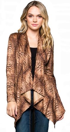 Find Geegee Womens Tiger Chic Faux Suede Draped Cardigan Animal Jacket Wrap S M L on eBay in the category Clothing, Shoes & Accessories>Women>Women's Clothing>Sweaters. Spring Faux Wrap Cardigan, Chic Brown Open Front Outerwear, Fall Faux Wrap Long Sleeve Cardigan, Fall Long Sleeve Faux Wrap Cardigan, Fitted Faux Wrap Long Sleeve Outerwear, Fitted Long-sleeve Faux Wrap Outerwear, Fitted Long Sleeve Faux Wrap Outerwear, Fitted Faux Wrap Winter Outerwear, Fitted Open Front Outerwear