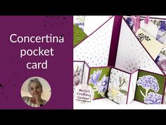 an open card with flowers on it and the words,'concert pocket card '