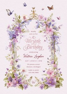 Whimsical wings - birthday invitation  #invitations #printable #diy #template #birthday #party