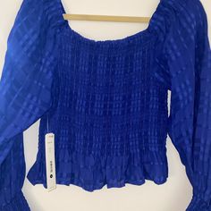 Cobalt Blue Blouse. Slight Puff Sleeves, Fitted Smocked Torso Material. Never Worn (With Tags). Blue Blouse, Aqua Blue, Cobalt Blue, Puff Sleeves, Cobalt, Puff Sleeve, Color Blue, Top Blouse, Womens Tops