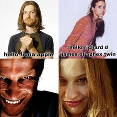 two different pictures of people with faces painted like the characters from hello apple and james of apexx twin