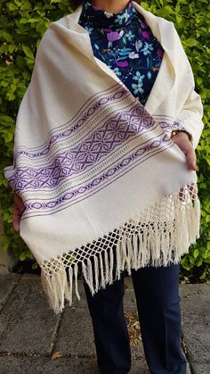 "MADE IN COTTON, Mexican manta Measurement: 72'' length approx 23\" Width approx 6 inches tassels each side Chic shawl which would keep you cozy. The colors are fantastic and the weave in the fabric give it the distinct mexican flair with flowered embroidered In our culture the indigenous woman use them to carry their babies, protect themselves from the sun and provide warmth during the cold nights. Shawl is very versatile, you can wear it as a contrast or scarf, also as a beautiful table runner Mexican Rebozo, Mexican Table Runner, Aztec Fabric, Mexican Fabric, Blue Table Runner, Bunny Bags, Baby Sling, Wicker Bags, Vintage Bunny