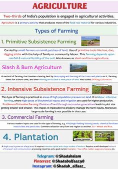 an info sheet describing the different types of farming