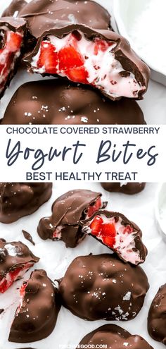 chocolate covered strawberry yogurt bites are the best healthy treat