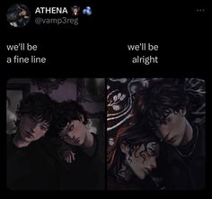 two pictures with the same caption in different languages, one is saying we'll be a fine line