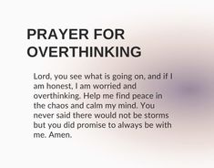 the words prayer for overthiking are written in black on a white and purple background