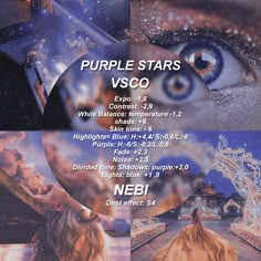 the purple stars concert poster is shown with an image of a woman's face