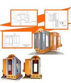 an orange and white drawing of some kind of structure that is in the shape of a house