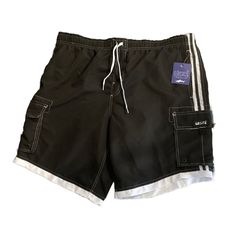 Uzzi Cargo Swim Trunks Shorts Mens Size 4x Amphibious Gear Black Nwt New With Tags Size: 4x Measurements: 21" Waist Laying Flat (Unstretched) 9.5" Inseam From A Smoke Free Home Black Beach Shorts For Outdoor, Black Beach Bottoms With Pockets, Black Bottoms With Pockets For Beach Season, Black Beach Shorts With Pockets, Black Pocketed Shorts For Beach Season, Black Swim Trunks With Pockets For Vacation, Black Swimwear With Pockets For Beach Season, Black Beachwear Shorts For Outdoor, Black Bottoms For Beach Season Outdoor