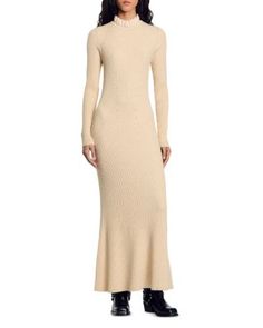 Sandro Elorine Dress Maxi Knit Dress, Flare Skirt, Day Dresses, Dark Grey, Cashmere, Pick Up, In Store, Buy Online, Dress Up