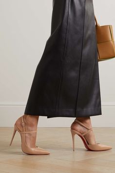 CHRISTIAN LOUBOUTIN Jenlove 100 leather slingback pumps | NET-A-PORTER Christian Louboutin Shoes Pumps, Louboutin Heels, Christian Louboutin Women, Elegant Shoes, Fashion High Heels, Pretty Shoes, Shoe Obsession, Dream Shoes, Slingback Pump