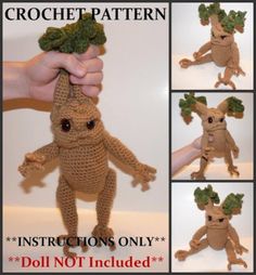 crochet pattern instructions on how to make an adorable little creature with broccoli